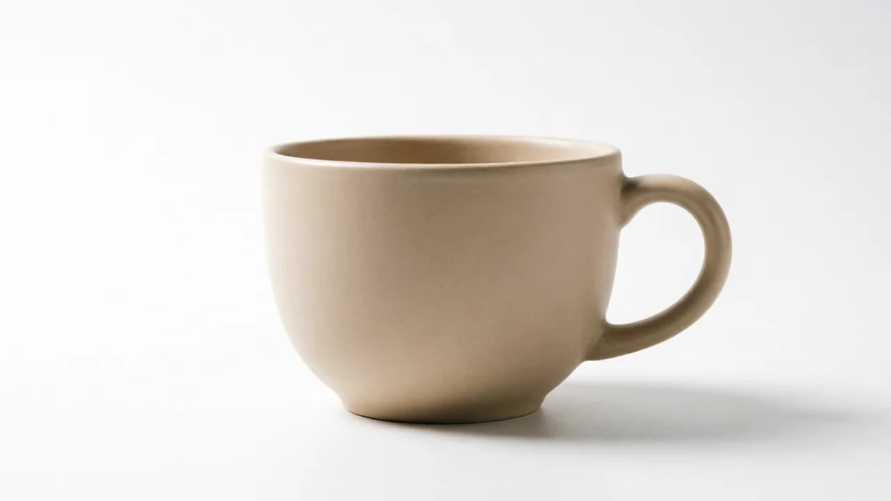 Ceramic coffee mug product photo on a seamless white studio background